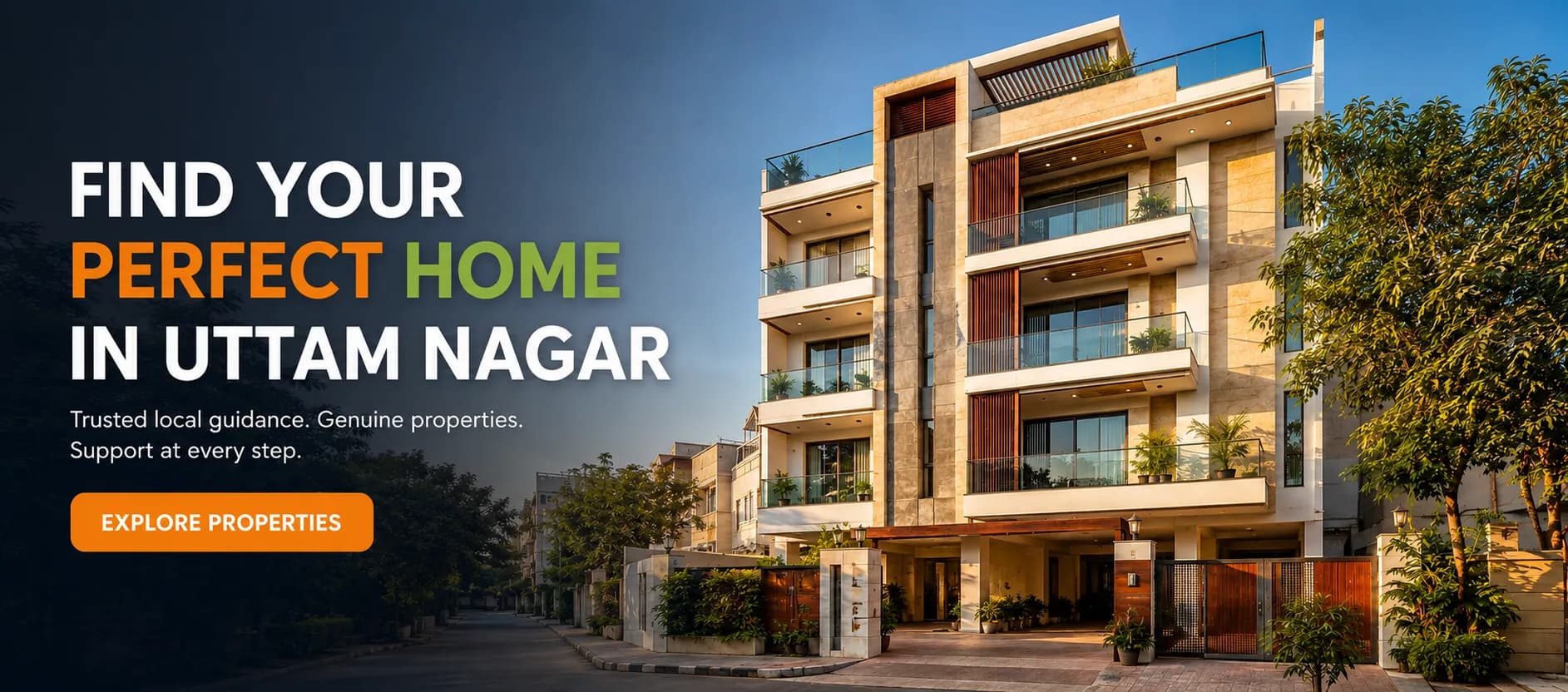 Modern apartment building in Uttam Nagar — Find your perfect home in Uttam Nagar